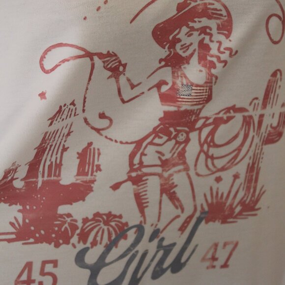 Retro 45 47 Flag Western Cowboy Girl Cactus Print Sweatshirt Size XL NWOT's - Picture 5 of 8